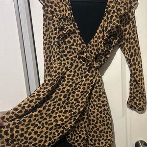Free People Leopard Print Wrap Dress